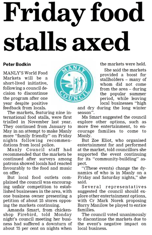 WFM Cancelled - Manly Daily Reports